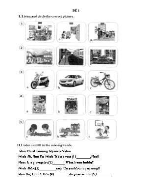 Đe ôn cuối ki 1 môn Tiếng Anh Lớp 4